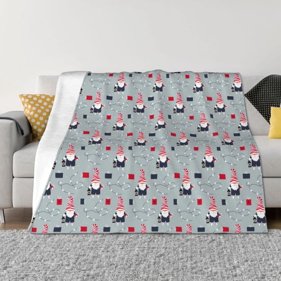 Naloa Christmas Gnome 1 Flannel Fleece Throw Blanket for Bed Couch, Thick Blanket - All Seasons Suitable for Women, Men and Kids-50"x40"