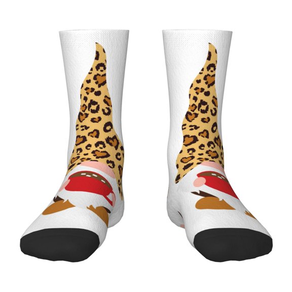 Naloa Christmas Gnomes In Leopard Kids Socks Unisex Kids and Toddlers' Crew Socks, ,1 Pairs