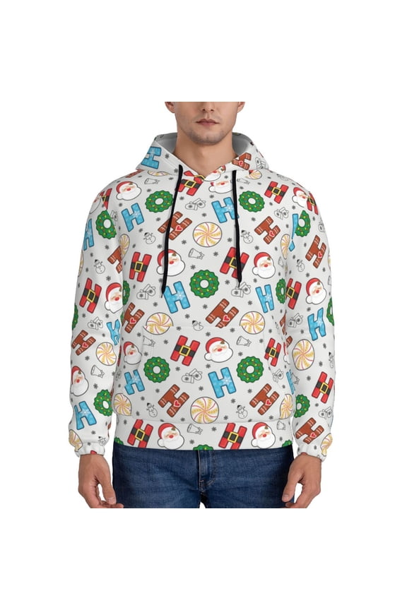 Christmas Hohoho 1 Men's Casual Hooded Collar Drawstring Hoodies Pullover Sweatshirts Casual Long Sleeve Shirts-Medium