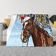 thumbnail image 1 of Naloa Christmas Horse Flannel Blankets - Thick and Warm Blanket for Winter, Soft Fuzzy Plush King Blanket for All Seasons40"x30", 1 of 6