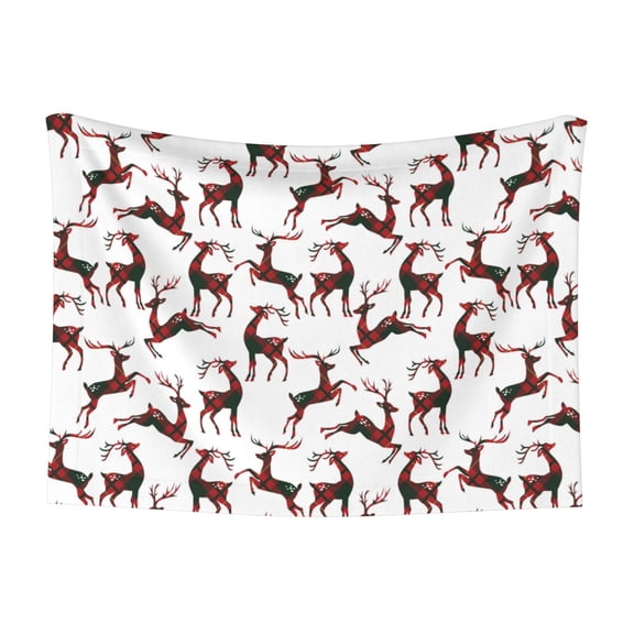 Naloa Christmas Plaid Moose Dog Blanket, 3 Sizes Cat Blanket for Indoor Cats Large Medium Small Dog Gifts-