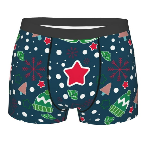 Naloa Christmas Print Mens Underwear - Boxers for Men, Classic Briefs for Men