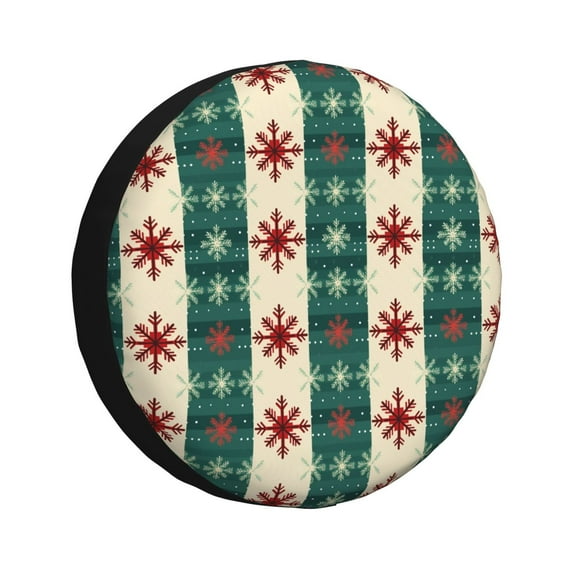 Naloa Christmas Snowflakes Plaid PVC Leather Spare Tire Wheel Cover Spare Tire Cover, for Car Truck SUV Camper Trailer Universal Fit(14-17in)-15 inch