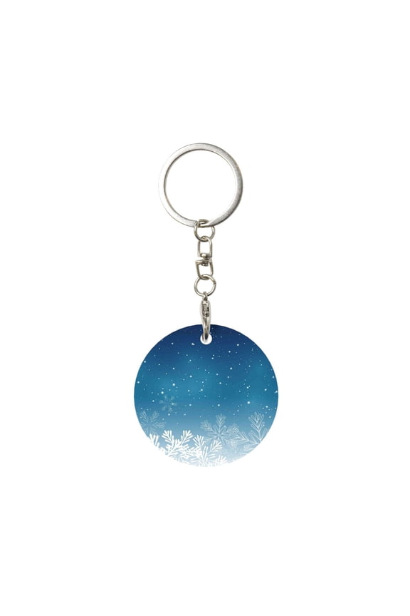 Christmas Snowflakes Print Round Keychain Keychain Key Ring, Key Tag, Key Chain Bulk for Gift Accessories (Round)