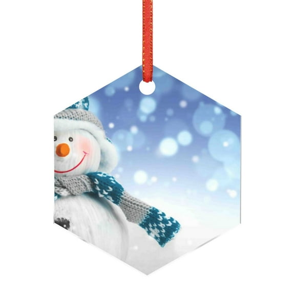 Naloa Christmas Snowman In The Snow Acrylic Santa Tree Decorations Christmas Hanging Pendant for Christmas Winter New Year Party Hanging Decorations-Hexagon