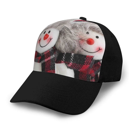 Naloa Christmas Snowman With Hat Adult adjustable Print Baseball Hat, Patchwork curved brim baseball capfor Men and Women, One Size