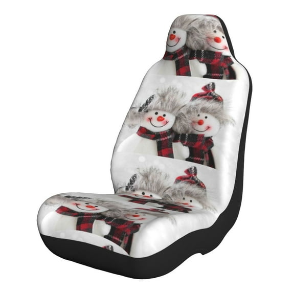 Naloa Christmas Snowman With Hat Car Seat Covers 2PCs Front Car Seat Covers Universal fit for Most Cars SUVs and Trucks - 1
