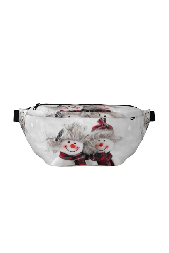 Christmas Snowman With Hat Print Running Belts for Men Women,Running Fanny Pack with 2-Zipper Pockets,Waterproof Waist Pack for Travel Hiking Running Outdoor Sports