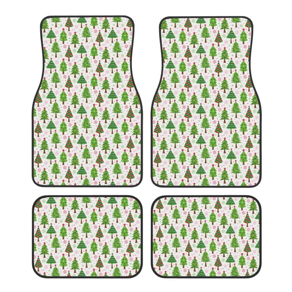 Naloa Christmas Trees Car Foot Mat Set of 4 Pieces - Universal Floor Liner Neoprene Full Set Floor Mats for Cars Trucks SUV
