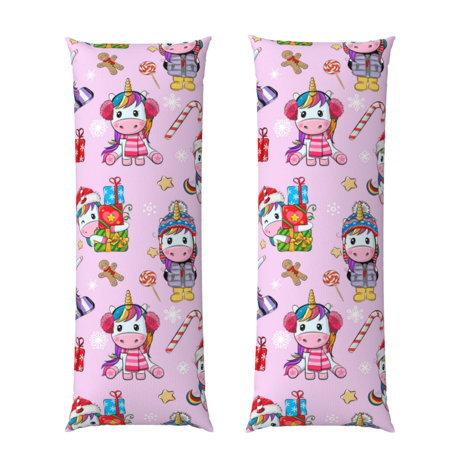Naloa Christmas Unicorns Super Soft 20x60 Body Pillow Case,Long Side Hidden Zipper（PILLOWS ARE NOT INCLUDED）