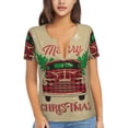 thumbnail image 1 of Naloa Christmas Vintage Red Truck Print T-Shirts Short Sleeve V Neck Tees for Women Fashion Tops Trendy Lightweight Soft Casual Summer Outfits Clothes, 1 of 5