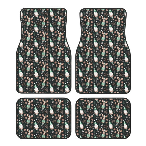 Naloa Christmas cute deer old man Car Foot Mat Set of 4 Pieces - Universal Floor Liner Neoprene Full Set Floor Mats for Cars Trucks SUV