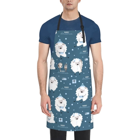 Naloa Christmas sheep Apron Kitchen Aprons with Pockets for Women Men Chef