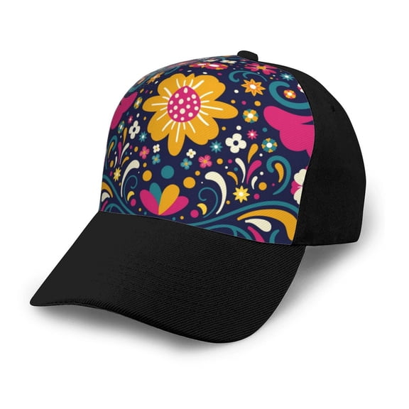 Naloa Cinco De Mayo Floral Adult adjustable Print Baseball Hat, Patchwork curved brim baseball capfor Men and Women, One Size