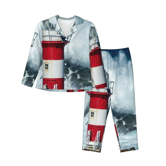 Naloa Circular Lighthouse Pajamas for Women Set, Womens Pajama Sets, Lounge Sets for Women, 2pjs for Women-XX-Large