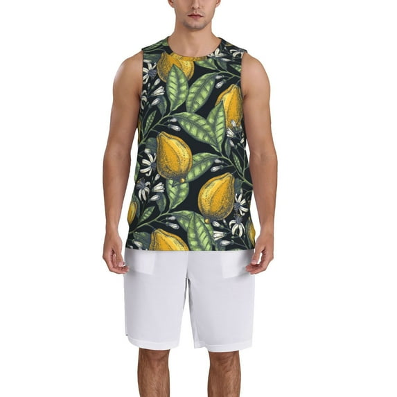Naloa Citrus Fruits Elegant Lemons Basketball Jersey Reversible Men's Mesh Athletic Sports Shirts Training Practice S-4XL4X-Large