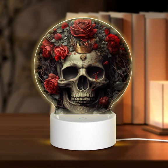 Naloa Classical Rose Crown Skull Acrylic LED Night Light Custom LED Lights Personalized Nightlight Customized Gifts for Family Couples Friends