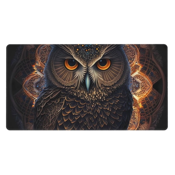 Naloa Classical Style Brown Owl Gaming Mouse Pad Large Mouse Mat Long Extended Desk Pad Non-Slip Rubber Mice Pads Stitched Edges Thin Pad (16x29.5 Inch)