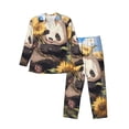 thumbnail image 1 of Naloa Clear Sky Cute Sunflower Panda Men’s Pajamas Set - Long Sleeve Button Down Sleep Shirt and Pajama Bottoms Sleepwear Set-Small, 1 of 7