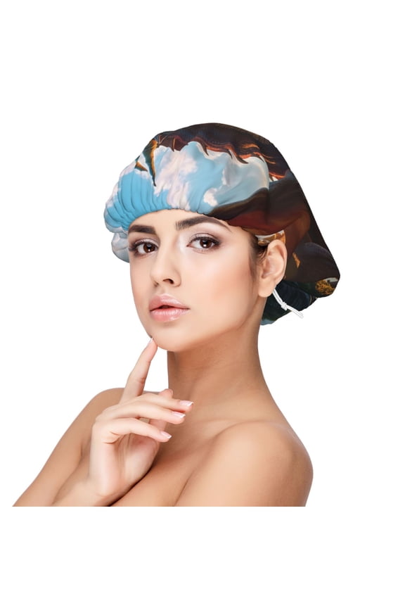 Clear Sky Mountain Red Dragon Adjustable Hair Bonnet for Sleeping, Hair Wrap Sleep Cap Turban for Women Men, Curly Straight Hair Long Large Braid Unisex