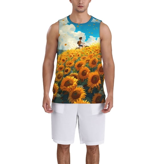 Naloa Clear Sky Sunflower Basketball Jersey Reversible Men's Mesh Athletic Sports Shirts Training Practice S-4XLLarge