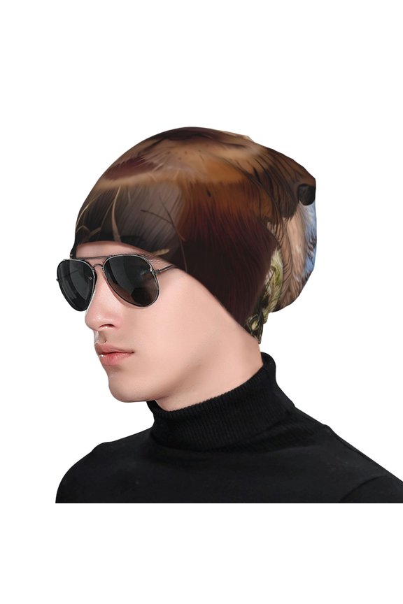 Close-Up Curious Squirrel Soft Beanie Hat, Knit Beanie Daily Beanie in Fine Knit for Women Men Winter Travel, Outdoor