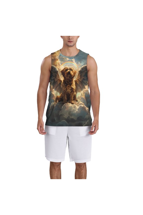 Cloud Rainbow Winged Dog Basketball Jersey Reversible Men's Mesh Athletic Sports Shirts Training Practice S-4XLLarge