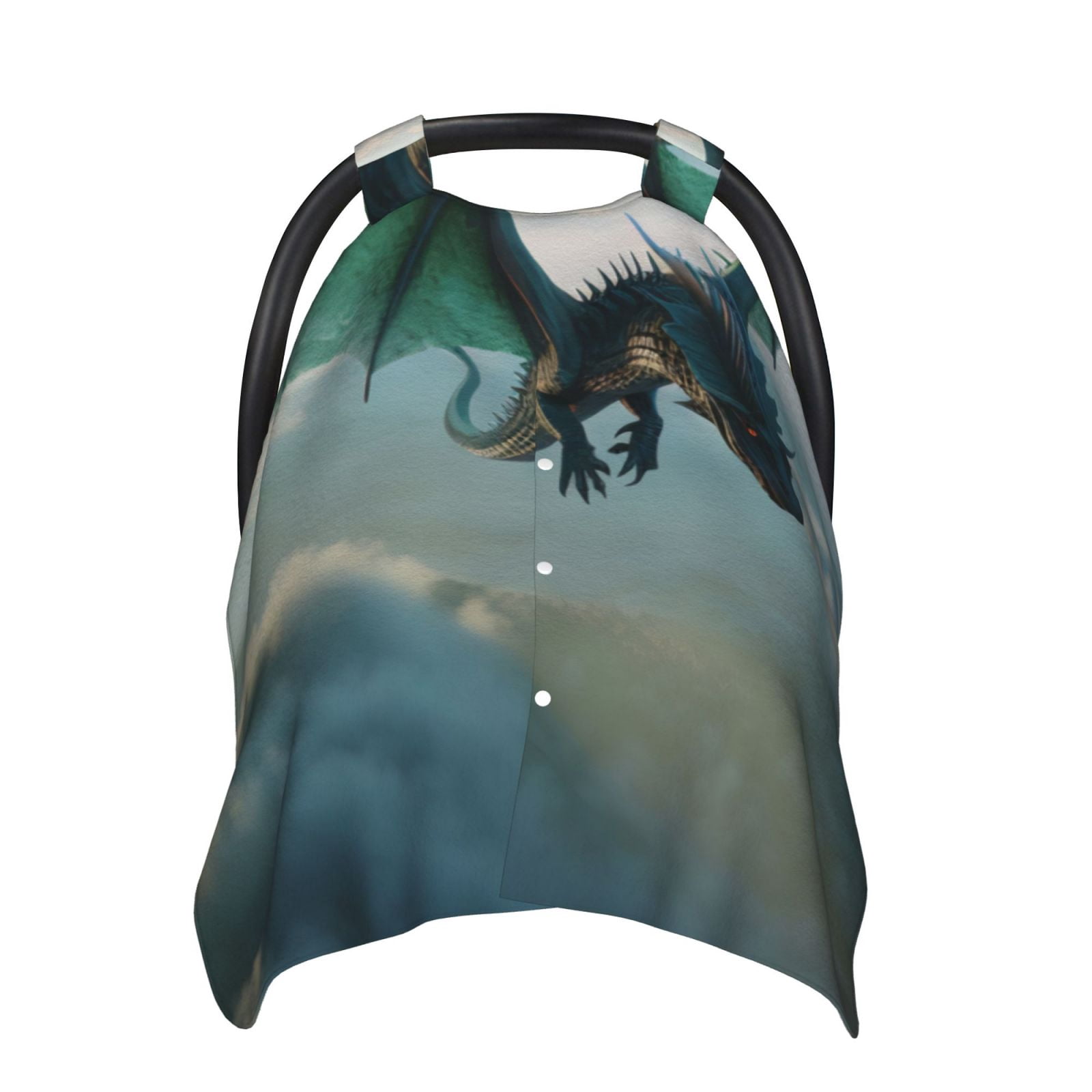 Naloa Cloud Sky Green Dragon Baby Car Seat Cover, Breathable Baby Carrier Cover, Multiuse Baby Carrier Cover & Nursing Breastfeeding Cover
