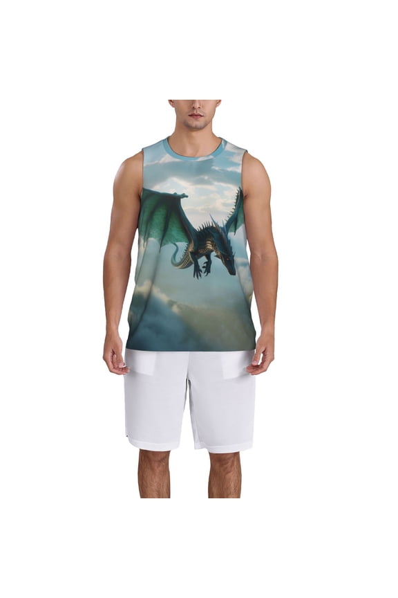 Cloud Sky Green Dragon Basketball Jersey Reversible Men's Mesh Athletic Sports Shirts Training Practice S-4XLLarge