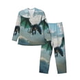 thumbnail image 1 of Naloa Cloud Sky Green Dragon Men’s Pajamas Set - Long Sleeve Button Down Sleep Shirt and Pajama Bottoms Sleepwear Set-Large, 1 of 7