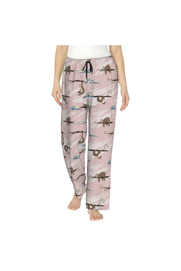 Cloud Sloth Print Women’s Ultra-Soft Comfy Pajama Lounge Pants with Pockets & Drawstring
