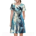 thumbnail image 1 of Naloa Cloud Sunshine Puppy Print Womens Summer A-Line Dress with Pockets,Short Sleeve Dresses,Flowy Beach Swing Dress for Vacation Travel, 1 of 6
