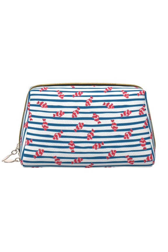 Clown Fish Leather Makeup Bag for Purse Travel, Portable Small Cosmetic Organizer for Women and Girls, Make up Bag with Zipper