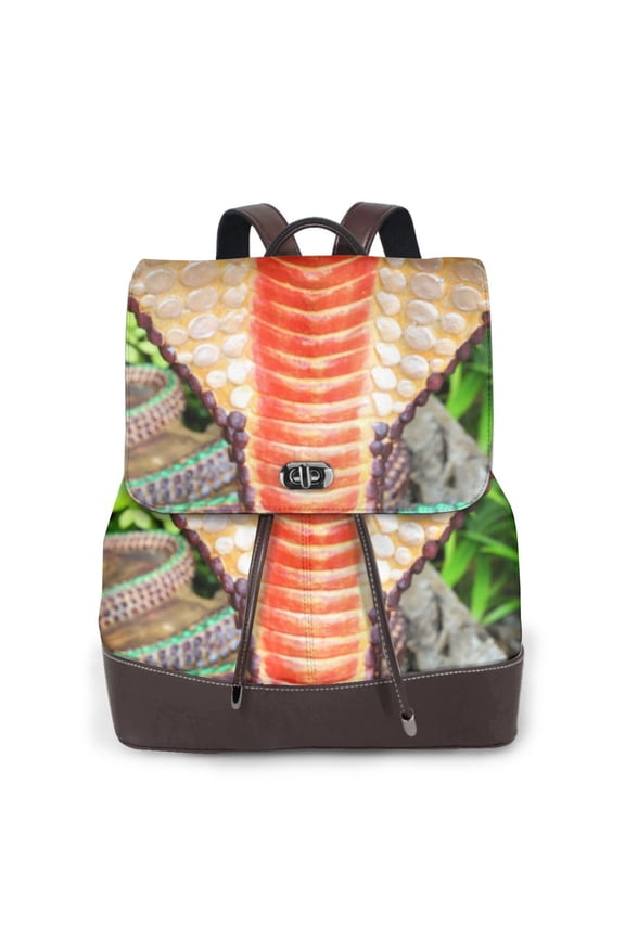 Naloa Cobra Snake Print Leather Backpack Purse for Women and Ladies,Shoulder Travel Daypacks Bags,Laptop Backpack for Women