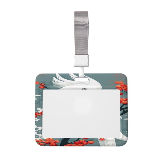 Naloa Cockatoo Red Berries Card Badge Holder Work Badge Sleeve for Office, School, Factory, ID Credit Cards, Driver Licenses and Passes