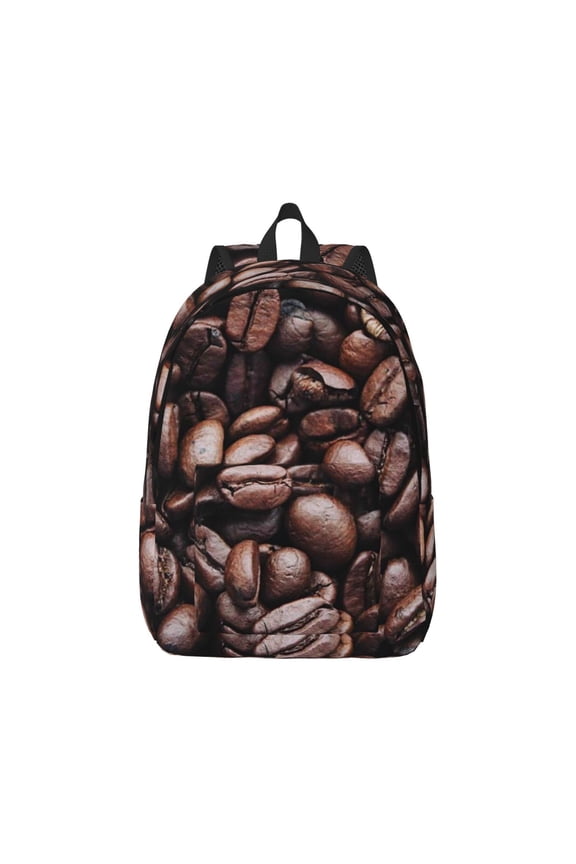 Coffee Bean Canvas Backpack for Men Women Rucksack Casual Travel Daypack College Tote Satchel Bookbag for Teens-Small