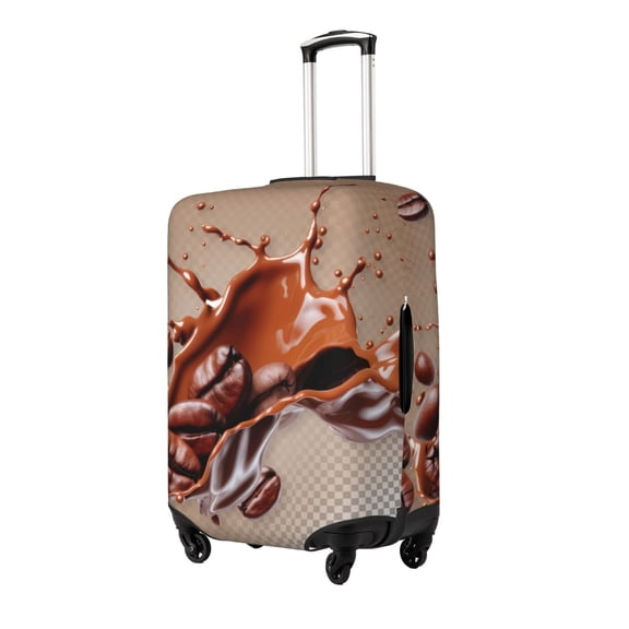 Naloa Coffee Beans Chocolate Splash Elastic Suitcase Protector, Travel Suitcase Protector Cover Fits 18-32in Suitcase(No luggage included)-