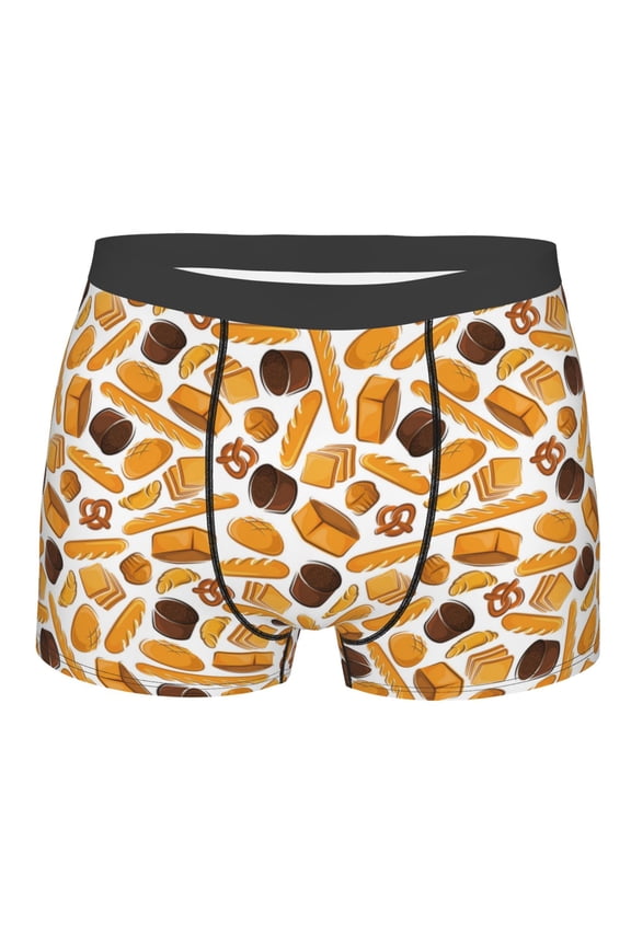 Coffee Bun Hot Dog Print Mens Underwear - Boxers for Men, Classic Briefs for Men