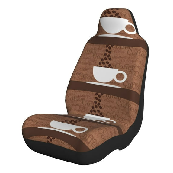 Naloa Coffee Cafe Cup Car Seat Covers 2PCs Front Car Seat Covers Universal fit for Most Cars SUVs and Trucks - 2 PCS