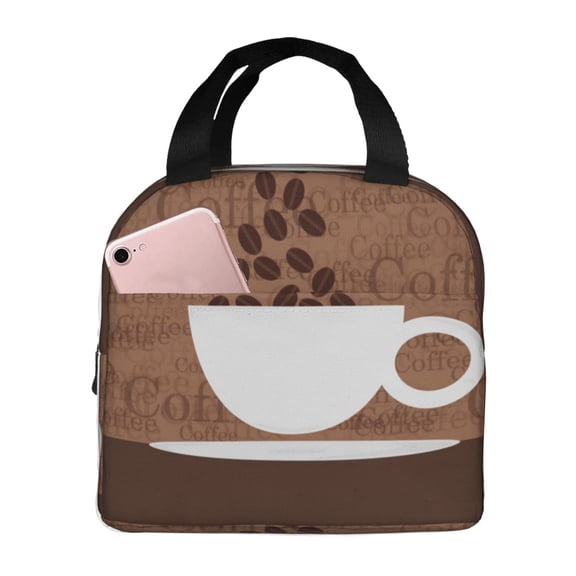 Naloa Coffee Cafe Cup Print Lunch Box for Women Men,Insulated Lunch Bag,Lunchbox,Thermal Leakproof Cooler,Reusable Lunch Tote Bag for Work School Travel Picnic