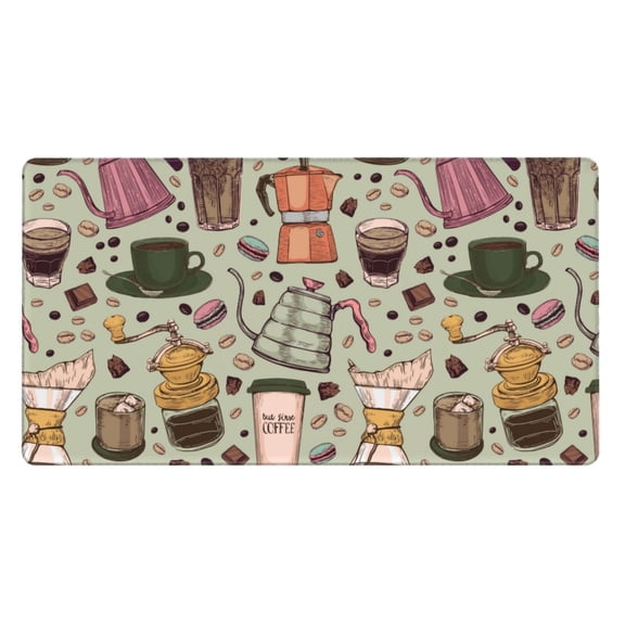 Naloa Coffee Makers Macaroons Chocolate Gaming Mouse Pad Large Mouse Mat Long Extended Desk Pad Non-Slip Rubber Mice Pads Stitched Edges Thin Pad (16x29.5 Inch)