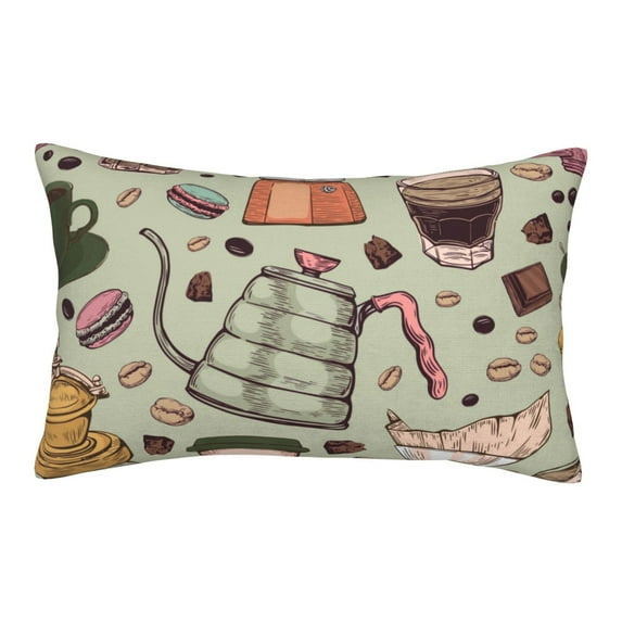 Naloa Coffee Makers Macaroons Chocolate Pillowcase, Throw Pillowcase, Wrinkle-Free, Stain-Resistant with Hidden Zipper for Bedroom Sofa - 14"x20"