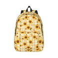 thumbnail image 1 of Naloa Coffee Plaid Sunflower Canvas Backpack for Men Women Rucksack Casual Travel Daypack College Tote Satchel Bookbag for Teens-Medium, 1 of 7