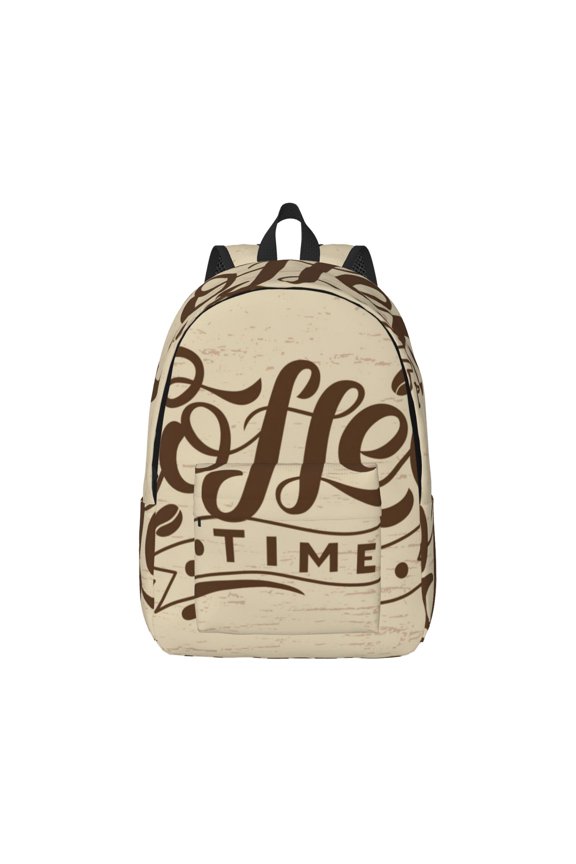 Coffee Time (2) Canvas Backpack for Men Women Rucksack Casual Travel Daypack College Tote Satchel Bookbag for Teens-Small