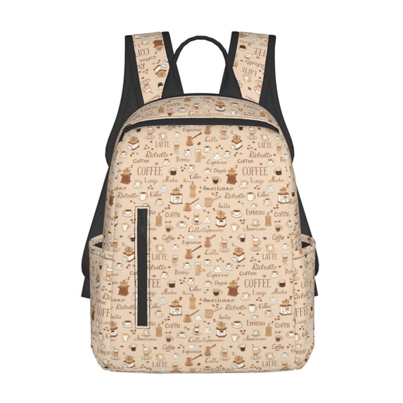 Naloa Coffee Time Print Lightweight DayBackpack Suitable for school, work, shopping, travel, etc.
