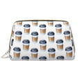thumbnail image 1 of Naloa Coffee To Go Pattern Leather Makeup Bag for Purse Travel, Portable Small Cosmetic Organizer for Women and Girls, Make up Bag with Zipper, 1 of 8