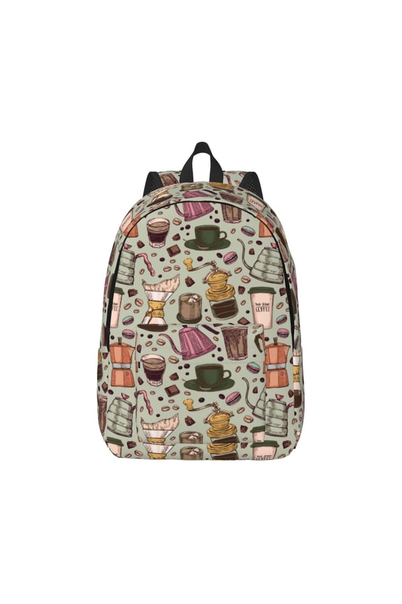 Coffee pots cup Canvas Backpack for Men Women Rucksack Casual Travel Daypack College Tote Satchel Bookbag for Teens-Medium