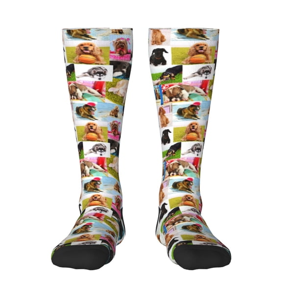 Naloa Collage of pretty dogs Knee Socks, High Socks Long Stretchy Sock Women Knee High Stocking, Long Socks for Women