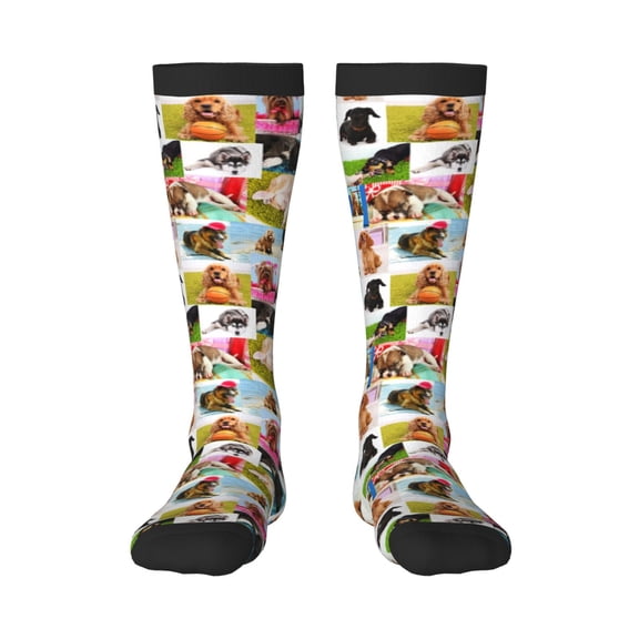 Naloa Collage of pretty dogs Knee Socks, High Socks Long Stretchy Sock Women Knee High Stocking, Long Socks for Women