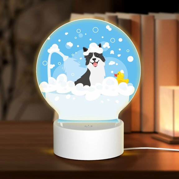 Naloa Collie in Bathtub Acrylic LED Night Light Custom LED Lights Personalized Nightlight Customized Gifts for Family Couples Friends